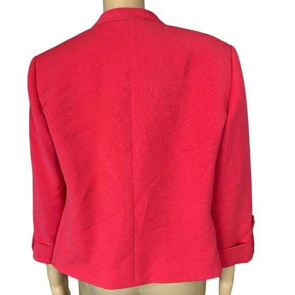 Isabella De Marco Womens Open Blazer Size 8 Coral Mid Length Lined - Picture 2 of 14